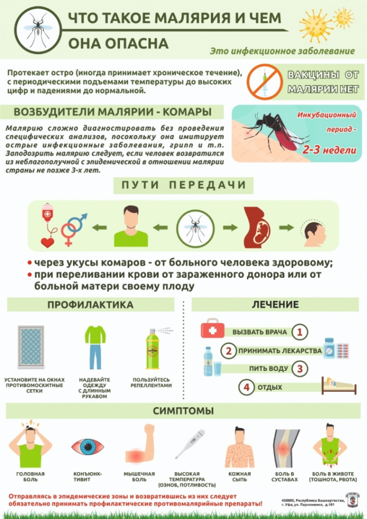 Малярия– очень опасное инфекционное заболевание, заражение которым чаще всего происходит через укус комара. .